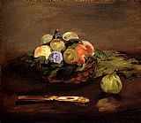 Basket Canvas Paintings - Basket Of Fruit